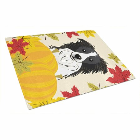 CAROLINES TREASURES Border Collie Thanksgiving Glass Cutting Board- Large BB2047LCB